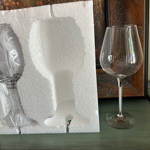 NIB Silver rhinestone wine glasses